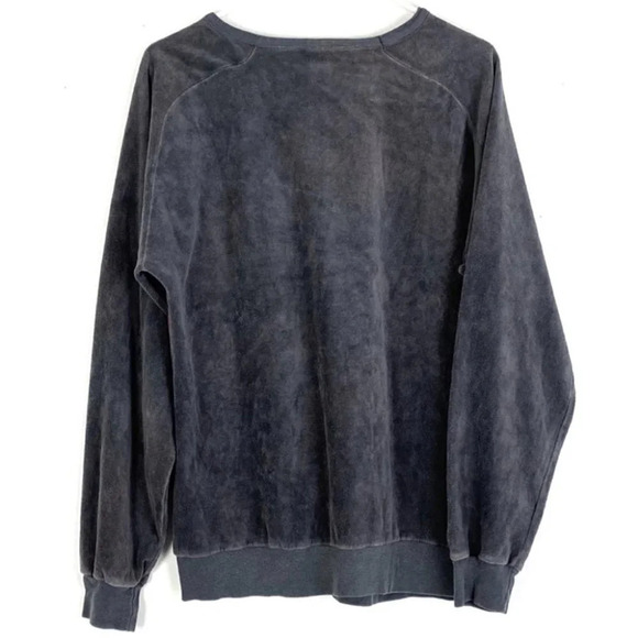 Vintage 80s Velour Pullover Sweatshirt Mens Medium Grandpa Unisex Gray Velvet - Picture 2 of 10